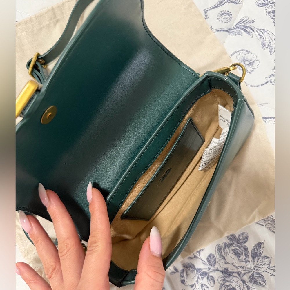 Zara Dark Green Shoulder Bag with Gold Accents - Picture 6 of 7